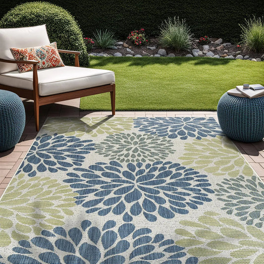 Leaf Area Outdoor Rug for Indoor and Outdoor Patio