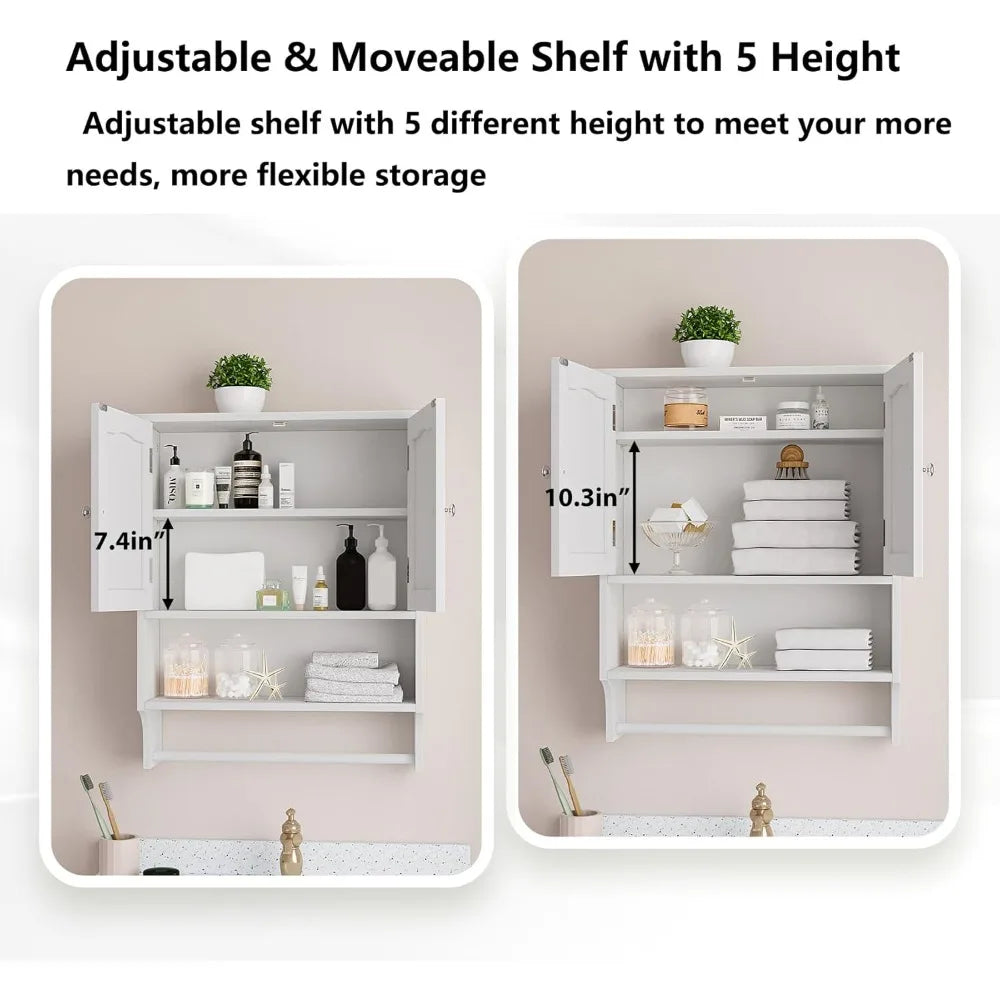 Bathroom Cabinet Wall Mount with 2 Doors and Adjustable Shelf, Organizers,Storage