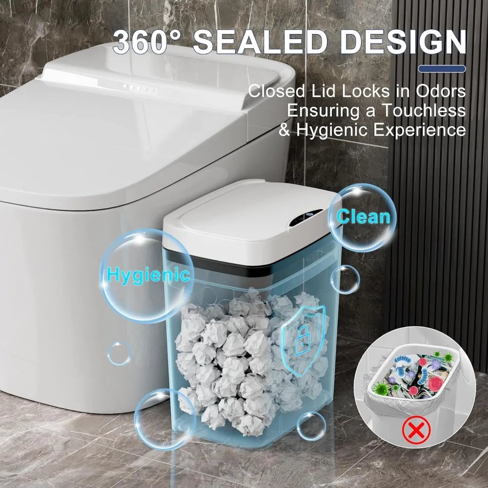 2 Pack 2.7 Gal Bathroom Trash Can with Motion Sensor