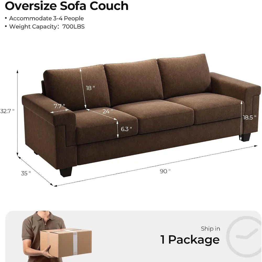 Office Sofas ，90 Inch Sofa Couch, 3 Seater Couches With Deep Seats