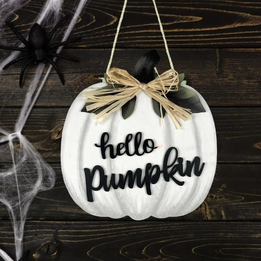 Hello Pumpkin Door Sign made of Solid Wood.