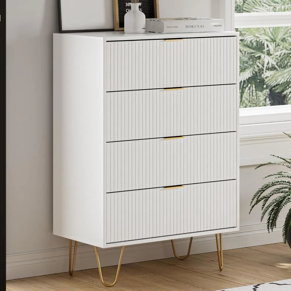 modern style 4 Drawer Dresser with Metal Legs