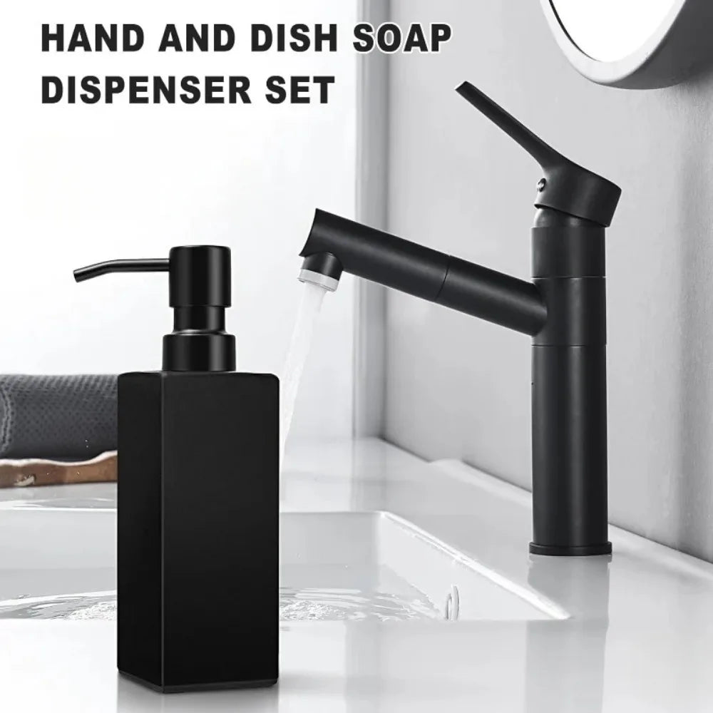 12oz Modern Black Soap Dispenser for Bathroom