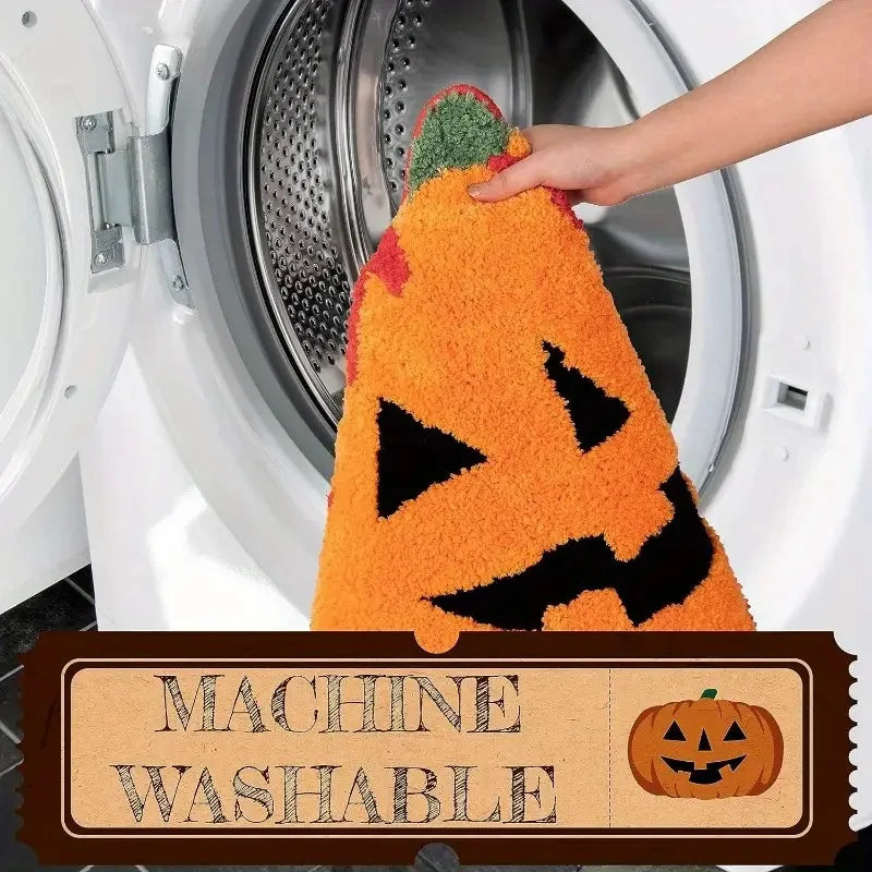 Halloween Pumpkin Bath Mat - Non-Slip, Washable & Absorbent Rug For Shower