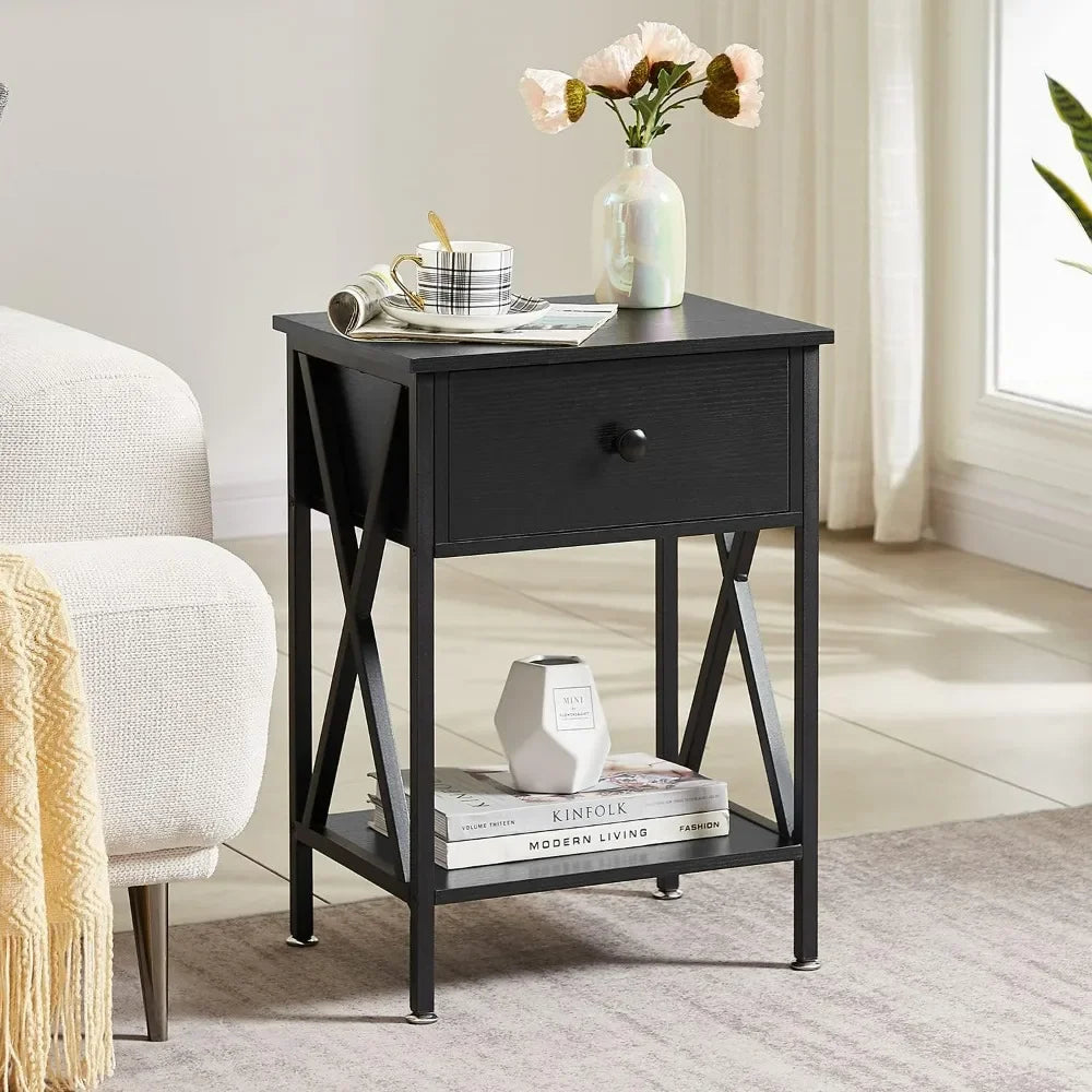 Night Stands for Bedroom, Rustic Bedside, End Tables with Drawer Storage