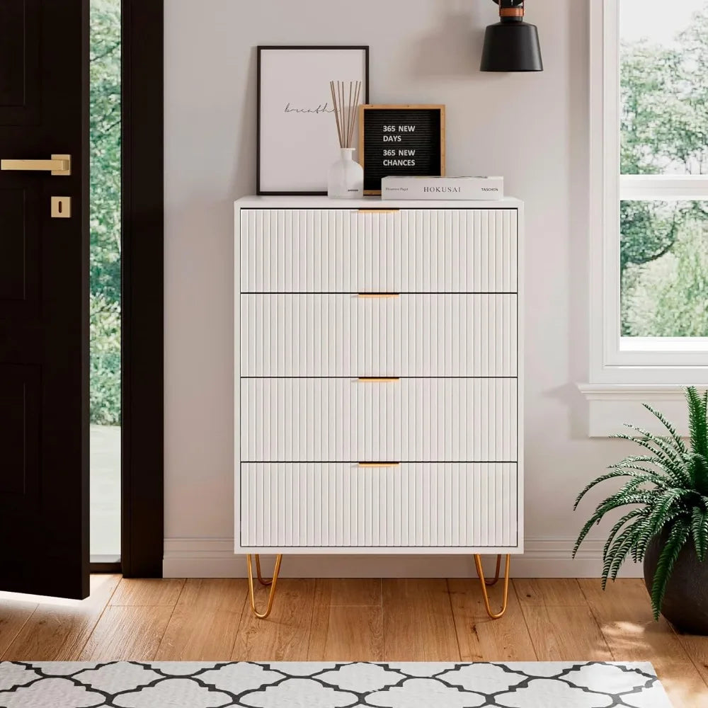 modern style 4 Drawer Dresser with Metal Legs