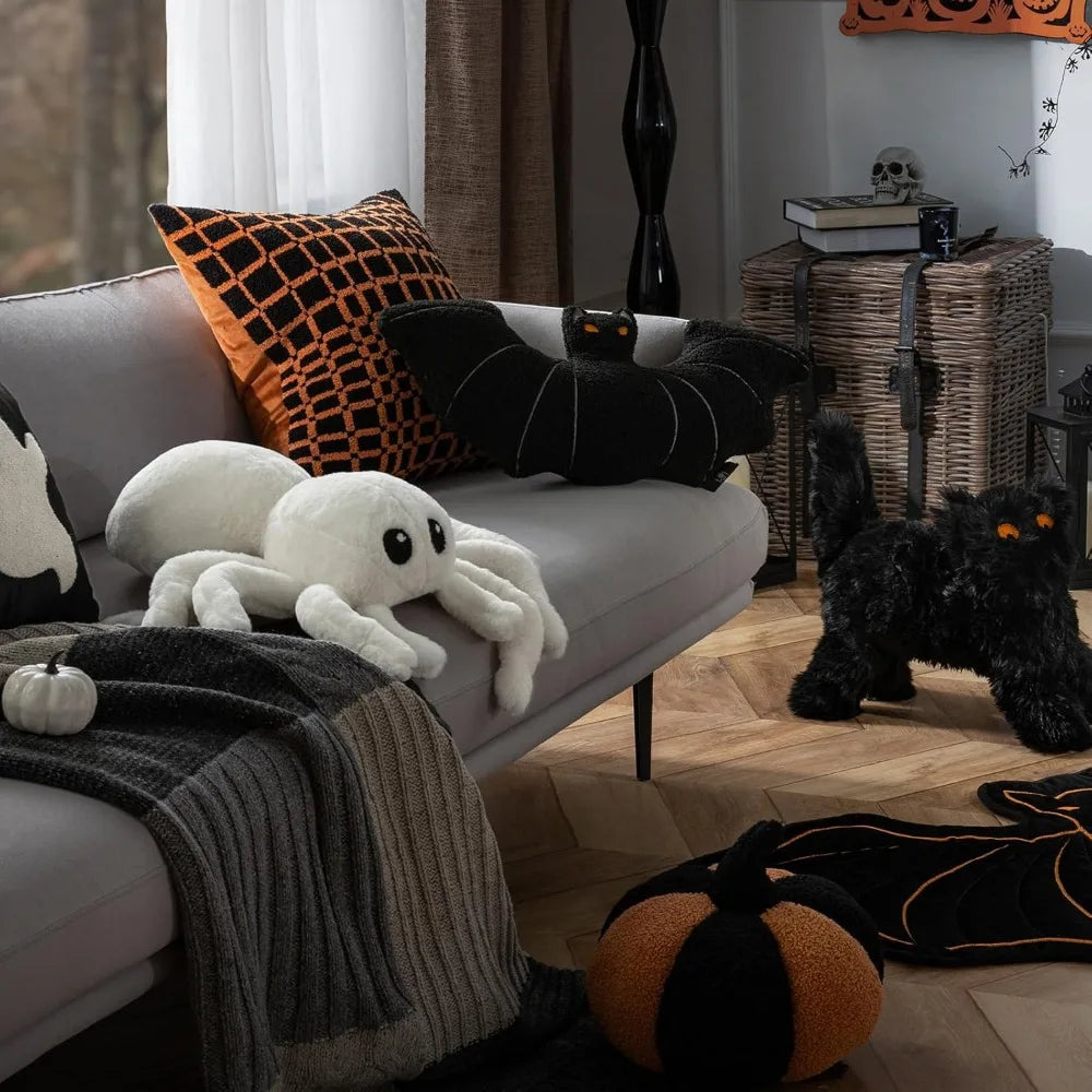 Halloween Decoration, Happy Halloween Spider Shaped Throw Pillow