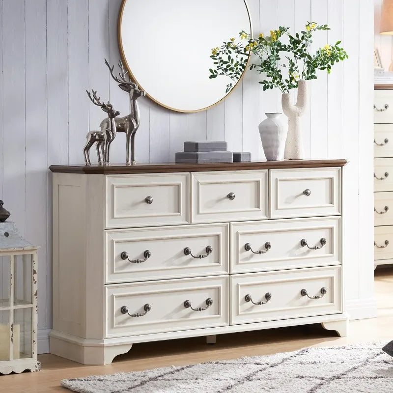 Farmhouse 7 Drawers Dresser for Bedroom, 54" Wide. Different colors available