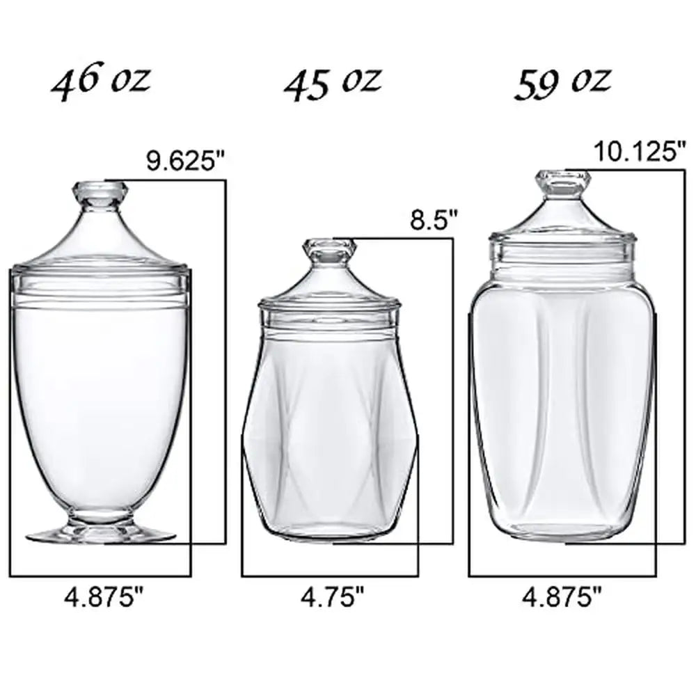 3-Piece Acrylic Apothecary Jars Set for organizing