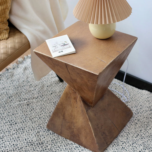 Lightweight Concrete Accent Table, Modern Geometry Side Table