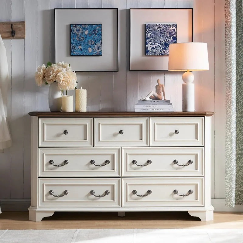 Farmhouse 7 Drawers Dresser for Bedroom, 54" Wide. Different colors available