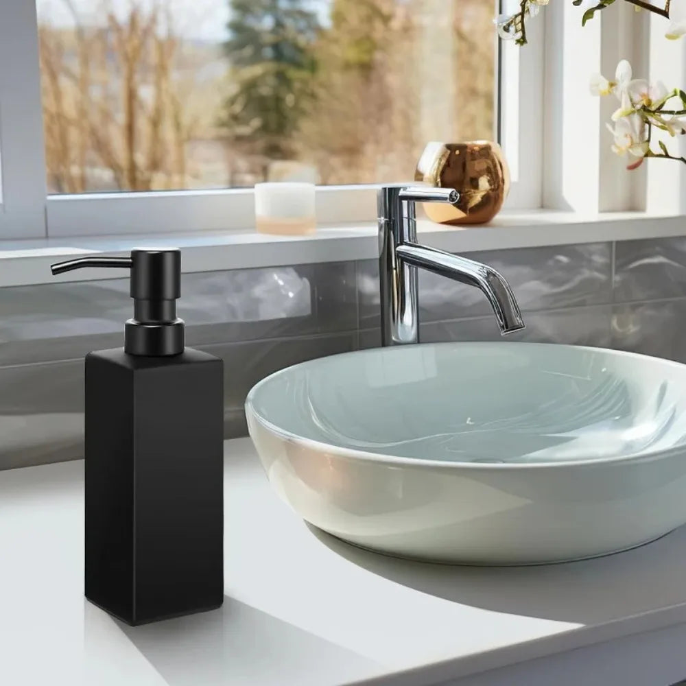 12oz Modern Black Soap Dispenser for Bathroom