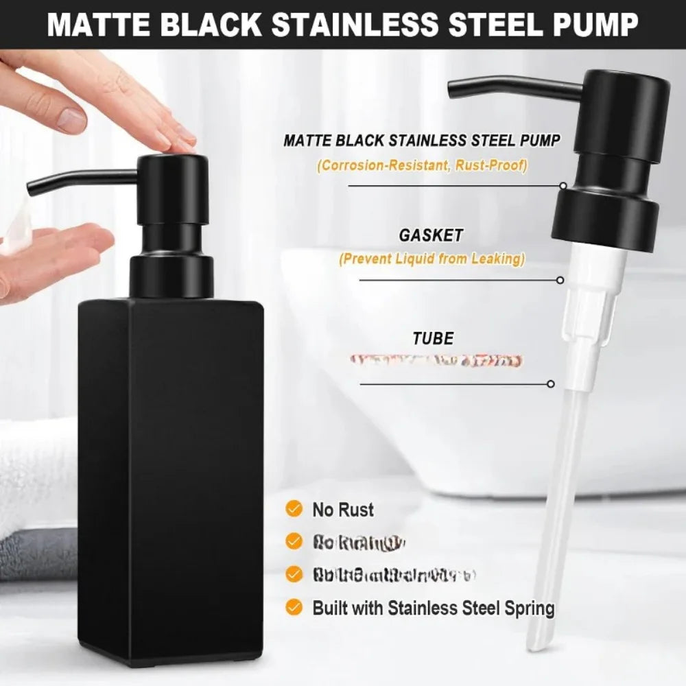 12oz Modern Black Soap Dispenser for Bathroom