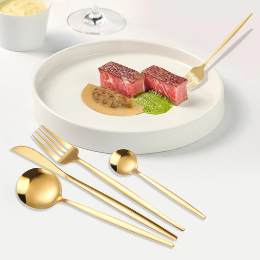 90 Pieces Gold Silverware Set Stainless Stee