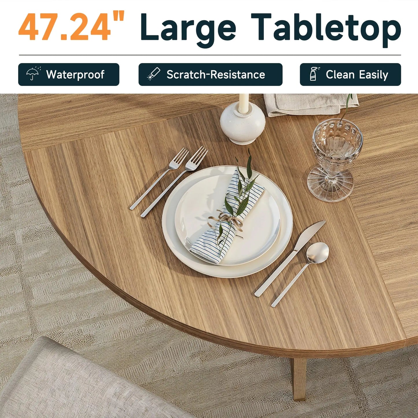 47.24" luxurious Round Dining Table for 4 Person Circle Engineered Wood