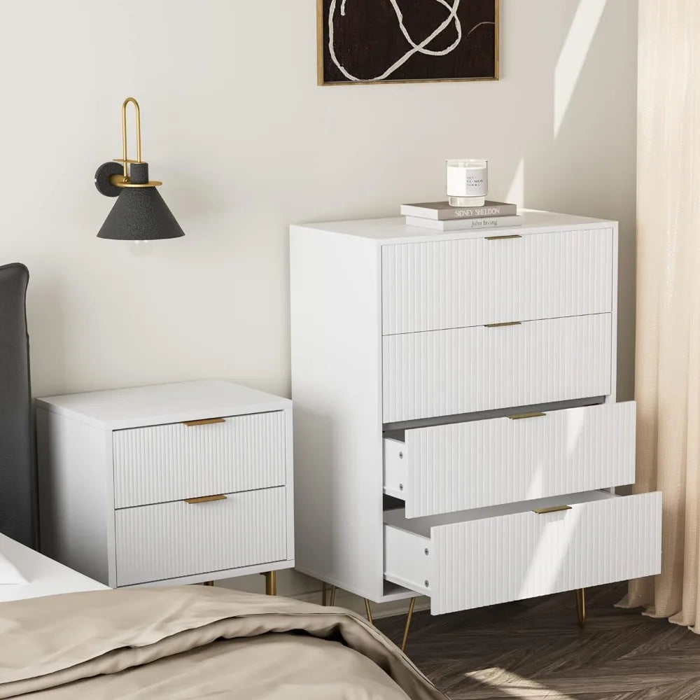 modern style 4 Drawer Dresser with Metal Legs