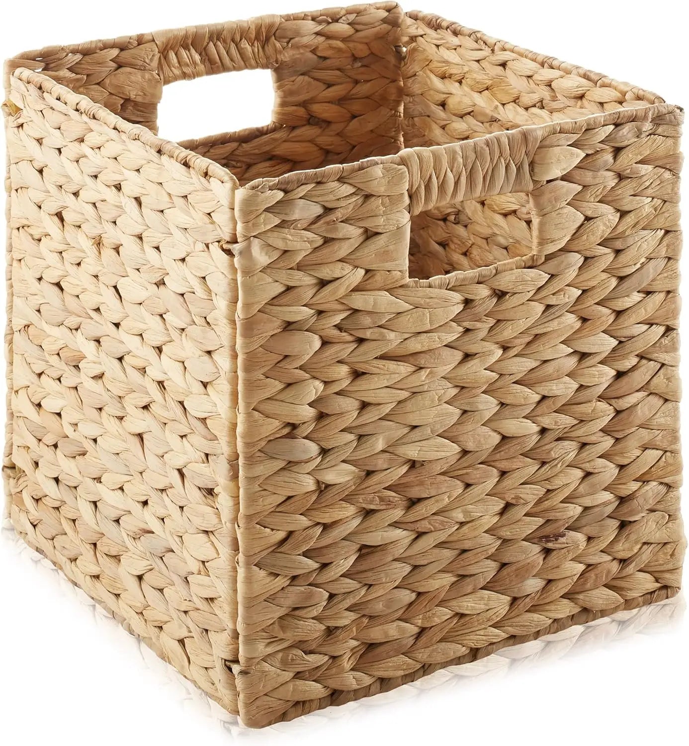 10.5" X 10.5" Hyacinth Storage Baskets, Natural Set of 6 Collapsible Cube Organizers