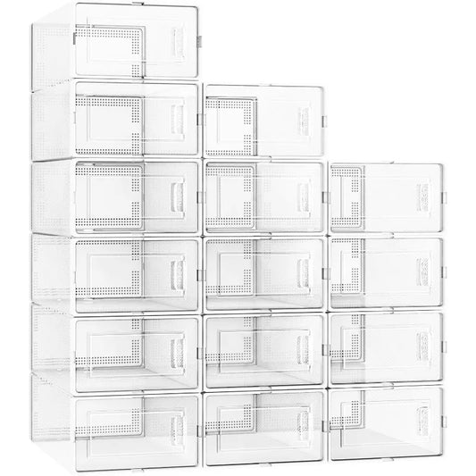 Shoe Storage Boxes Stackable, 15 Pack Large Boxes