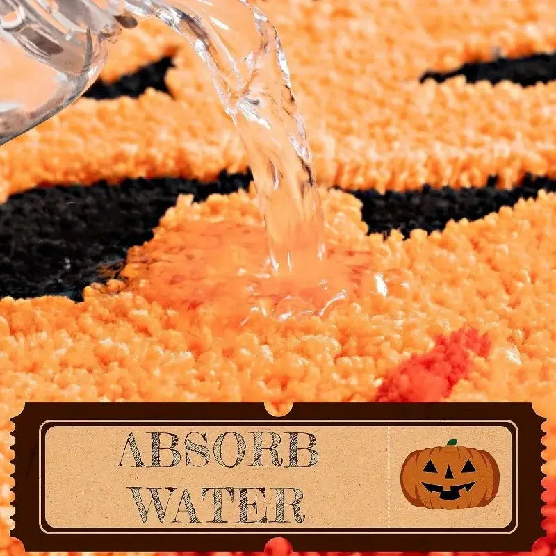 Halloween Pumpkin Bath Mat - Non-Slip, Washable & Absorbent Rug For Shower