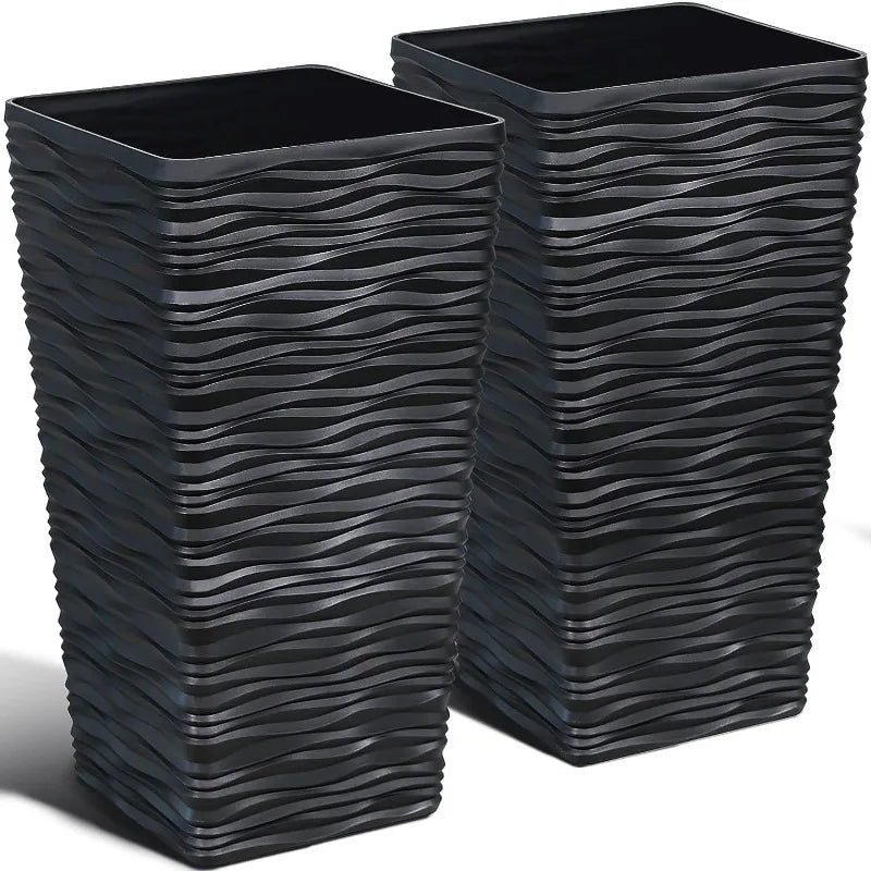 2-Pack Black Tall Tree Planter 22" H