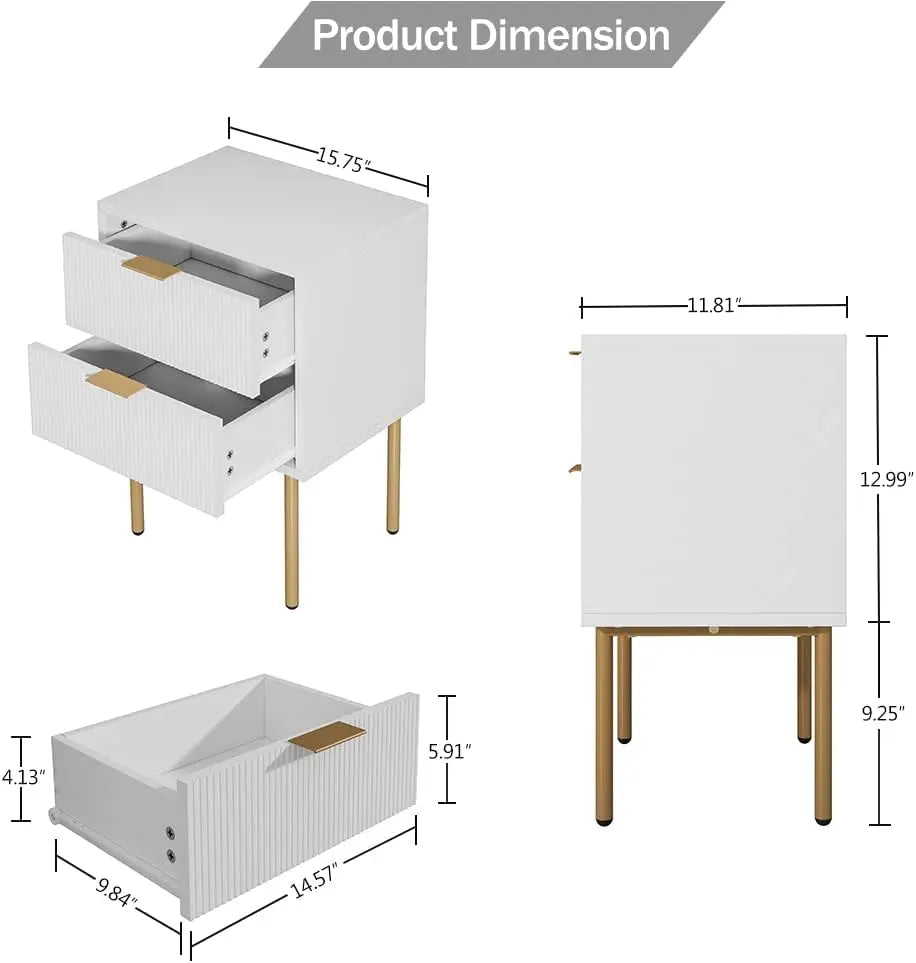 Small Side Table with 2 Drawers, Bedside Furniture, Night Stand, End Table