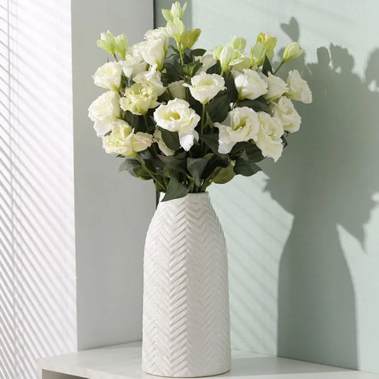 White artistic flower vase