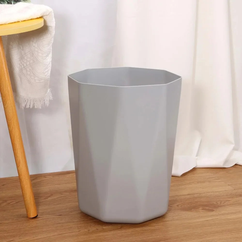 Waste Bins  5 Gallon Trash Can Plastic Office Trash Can Geometric Silver Durable for living room office bedroom kitchen bathroom