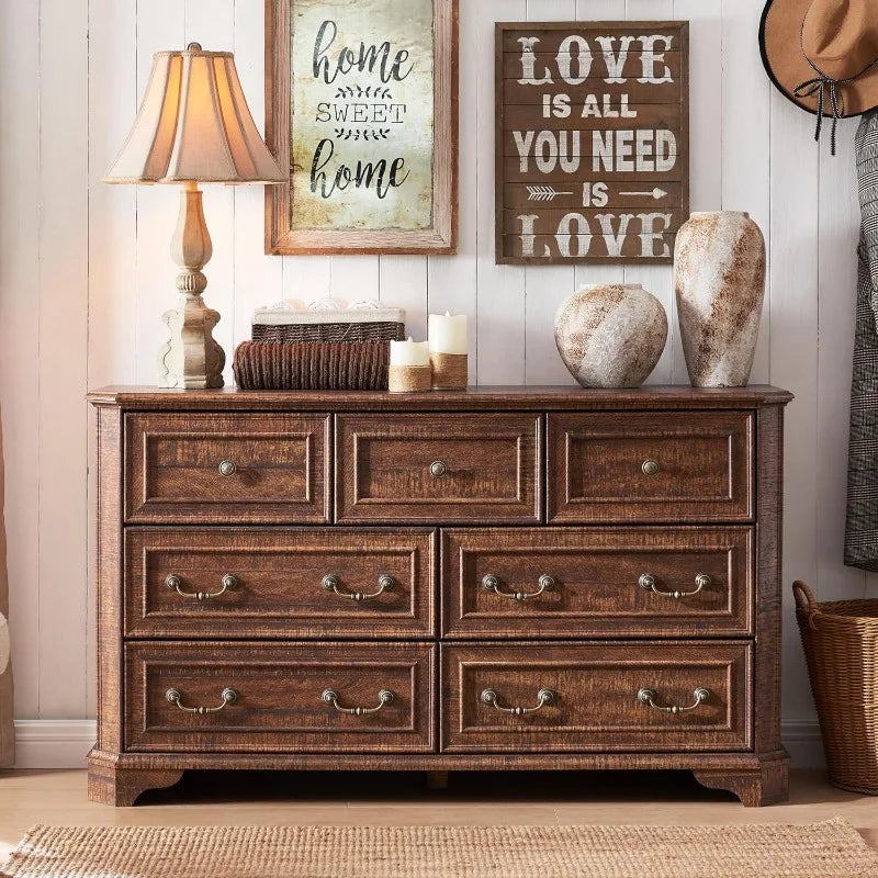 Farmhouse 7 Drawers Dresser for Bedroom, 54" Wide. Different colors available