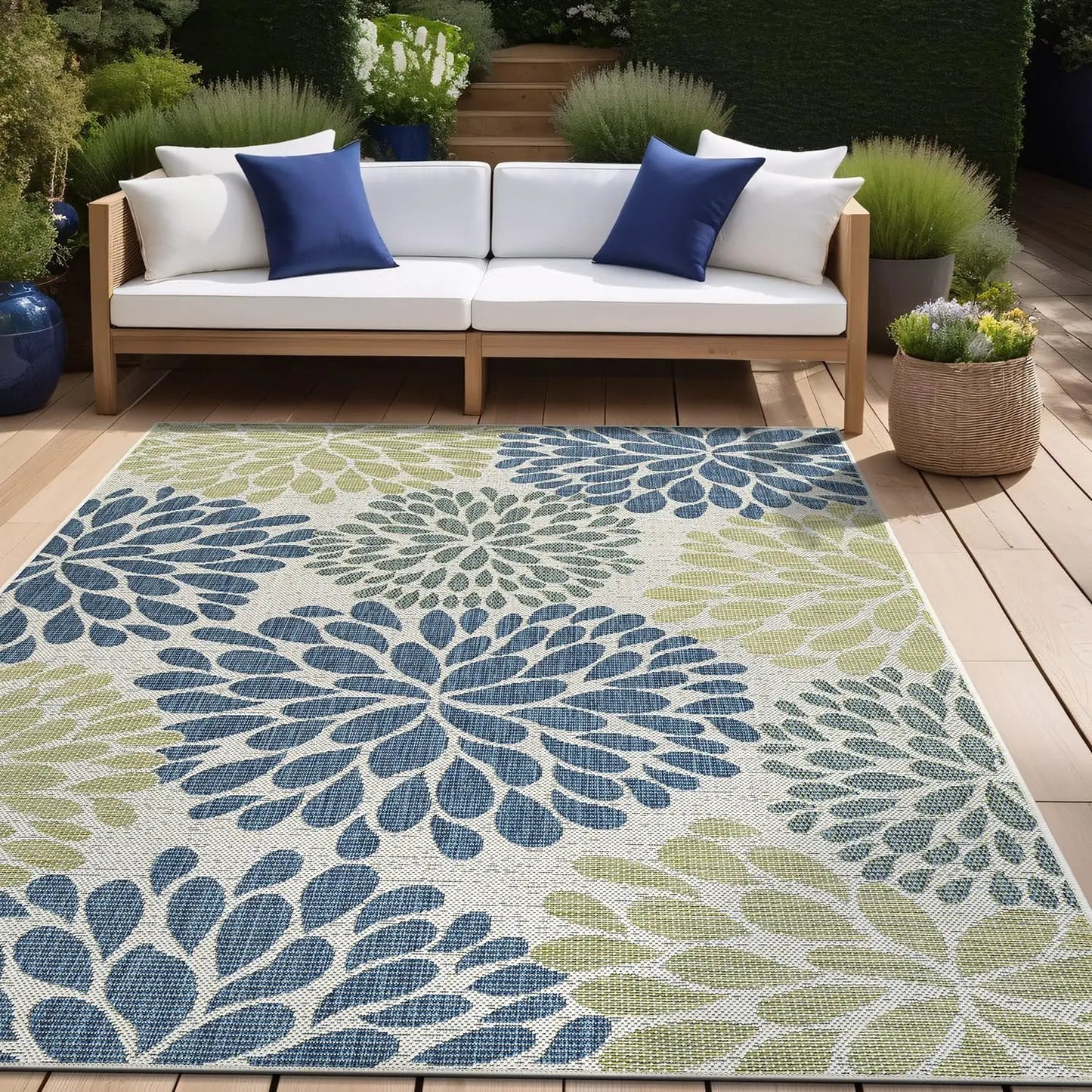 Leaf Area Outdoor Rug for Indoor and Outdoor Patio