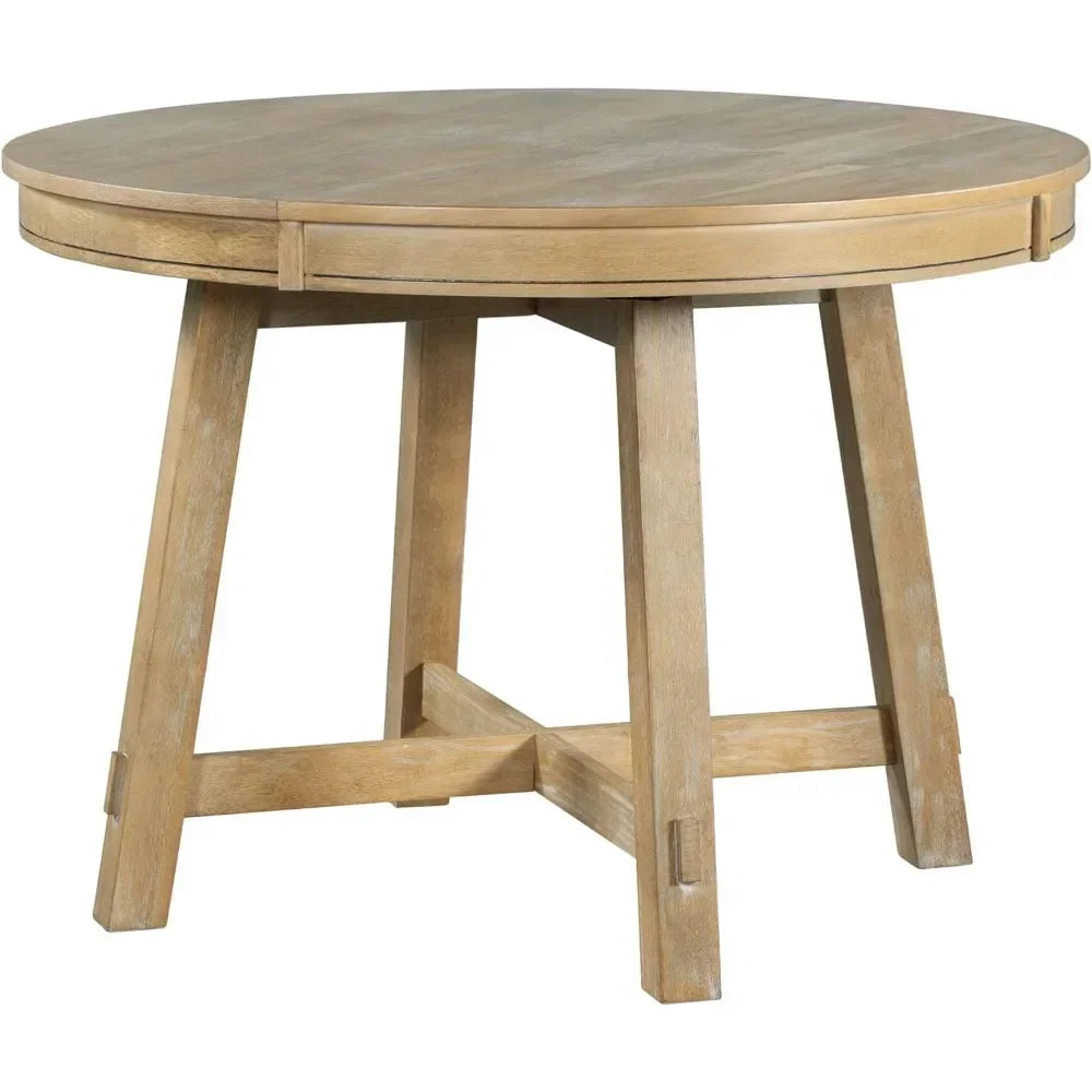 Round Extendable Dining Table with 16" Traditional Rustic Drop Leaf