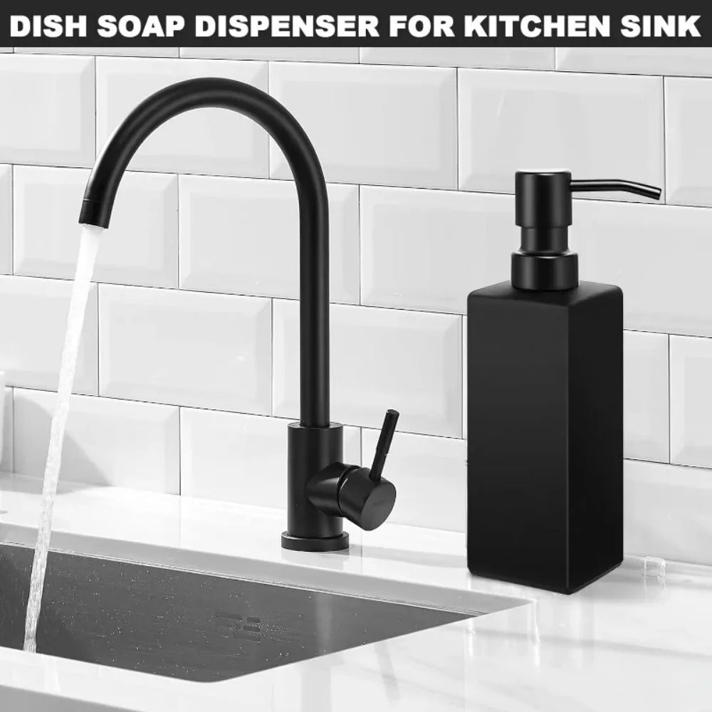 12oz Modern Black Soap Dispenser for Bathroom