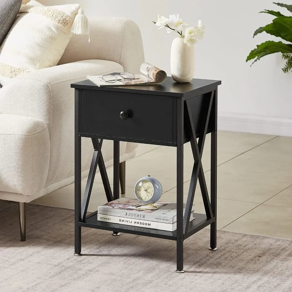 Night Stands for Bedroom, Rustic Bedside, End Tables with Drawer Storage