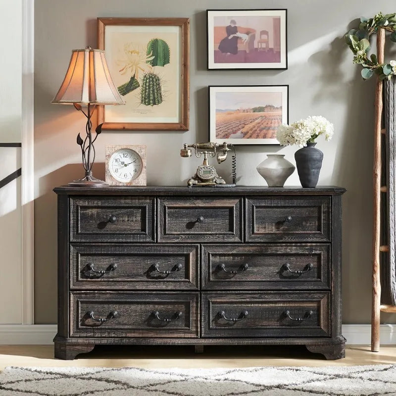 Farmhouse 7 Drawers Dresser for Bedroom, 54" Wide. Different colors available