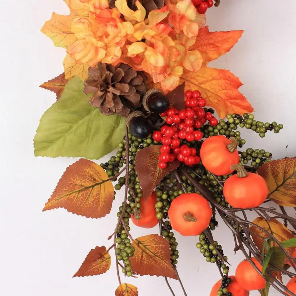 Decorative Fall Wreath Mini Pumpkin Decor for Front Door