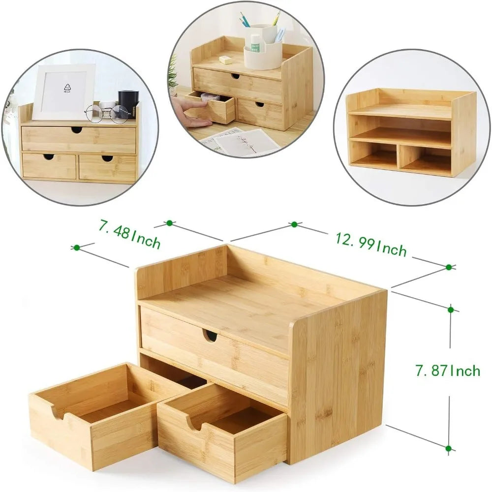 Bamboo Desk Organizer with shelves