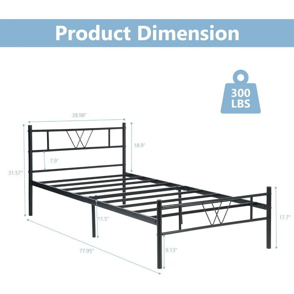 Bedroom Heavy-Duty Bedframe Foundation. No Box Spring Needed