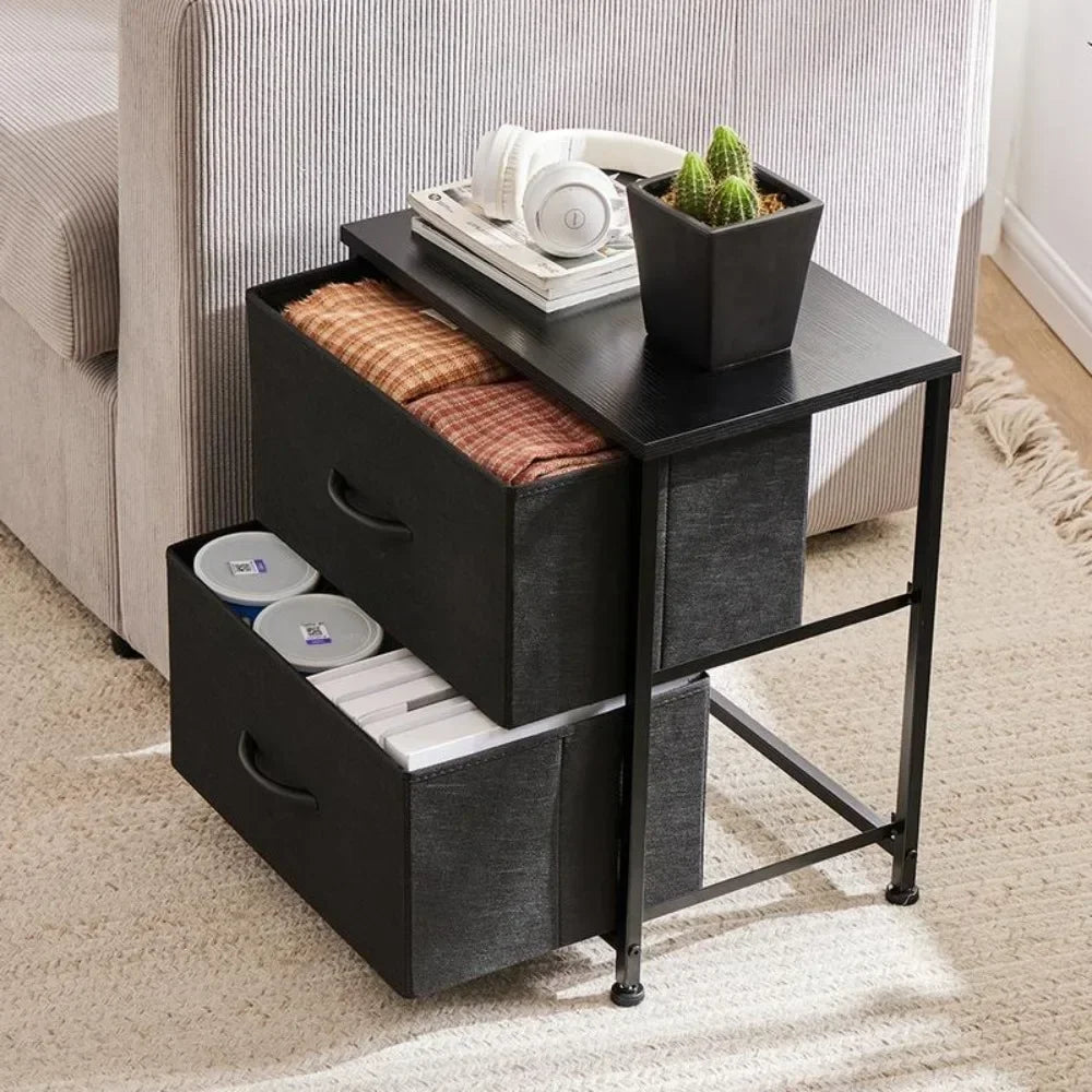 Home Furniture Nightstand with 2 Fabric Drawers, Side Table, Bedside Table, Night Stands