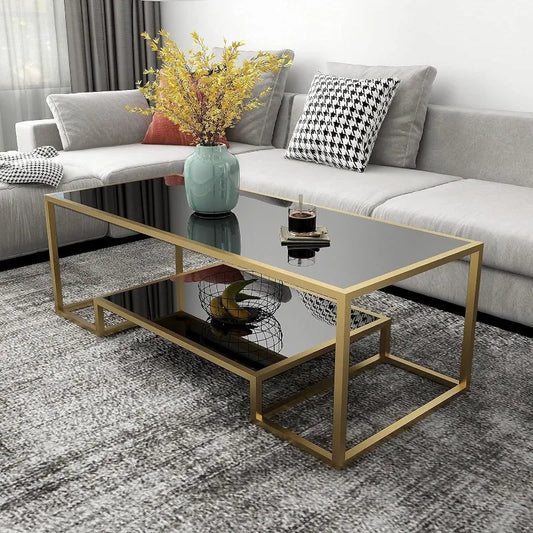 Glass Coffee Table with brass Accent and Tempered Glass