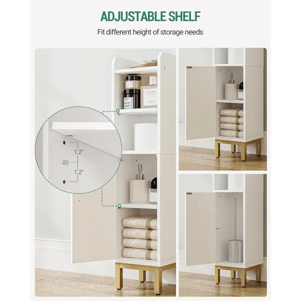 Bathroom Storage Cabinet, Small Corner Floor Cabinet with Door and Shelves