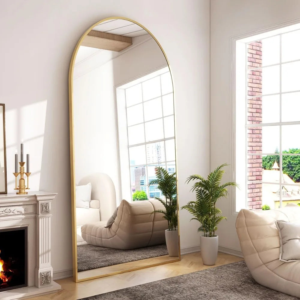 34x76 inch Wall Mount Arched Full Length Mirror with Aluminum Alloy Frame