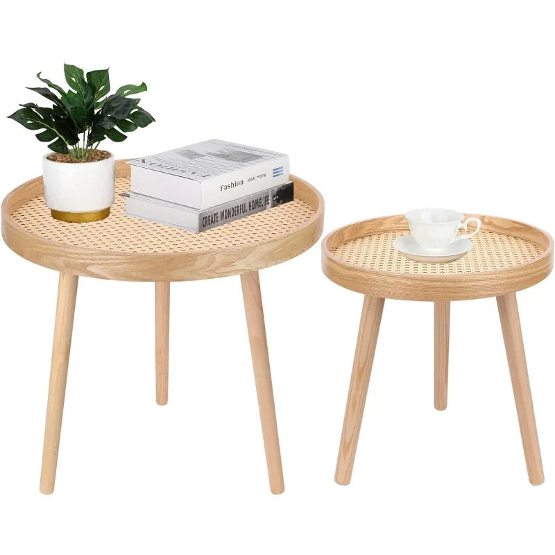 Natural Boho Coffee Table Set of 2