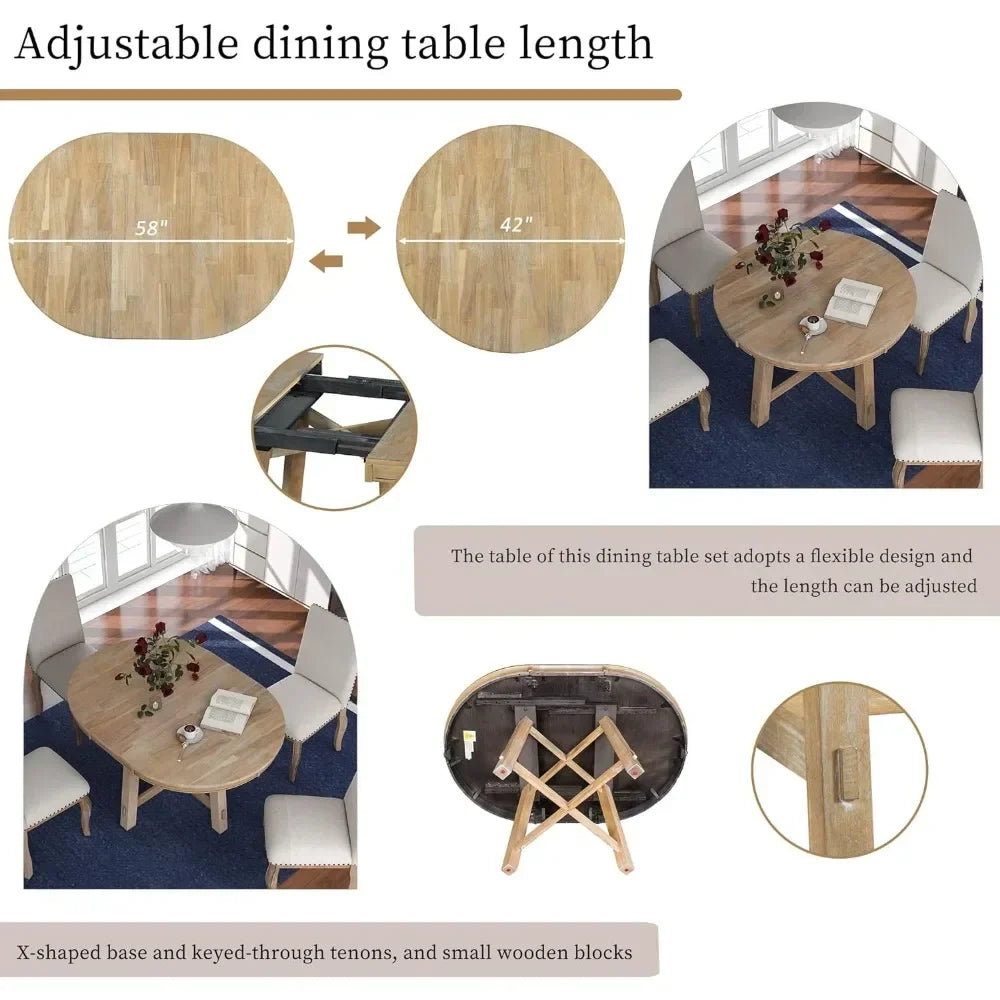 Round Extendable Dining Table with 16" Traditional Rustic Drop Leaf