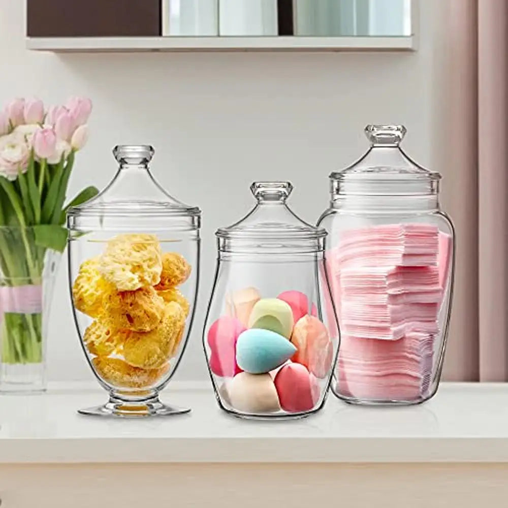 3-Piece Acrylic Apothecary Jars Set for organizing