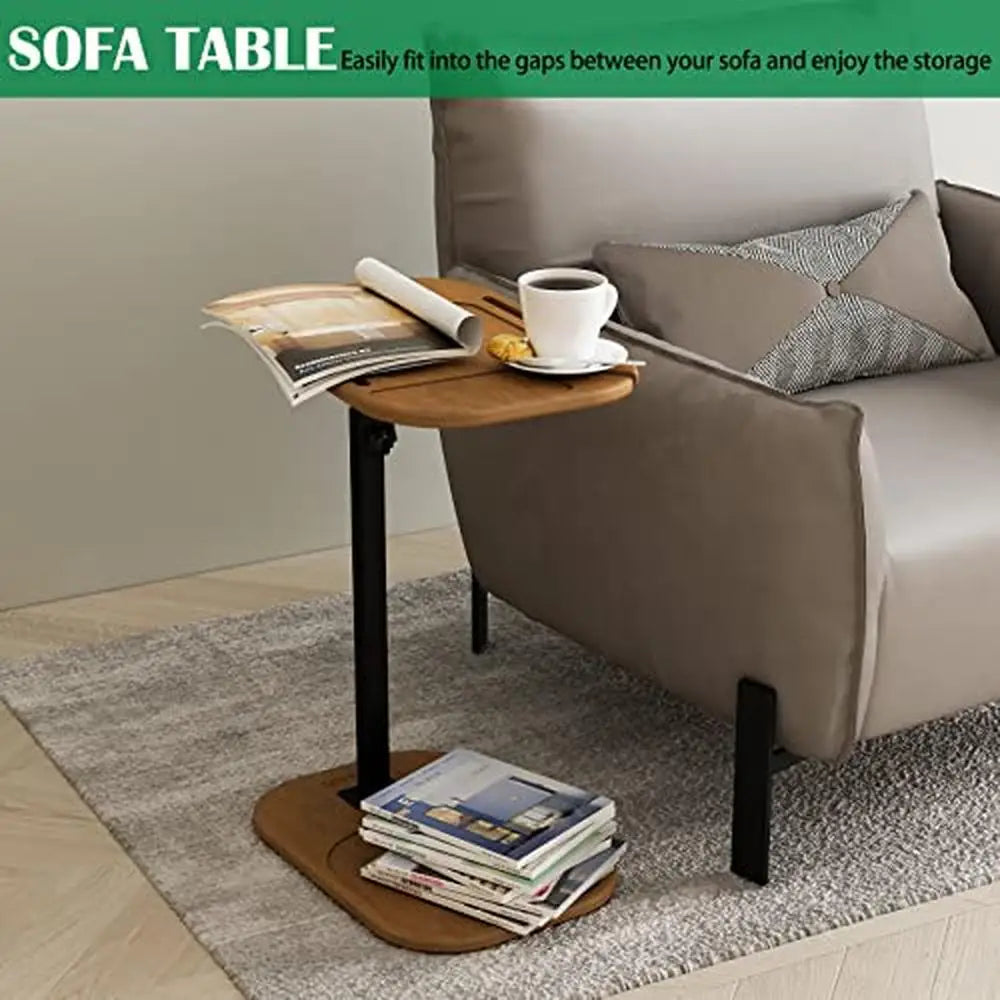 Adjustable Height C Shaped End Table