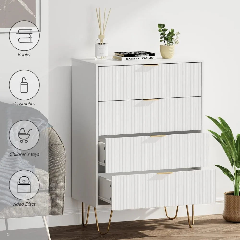 modern style 4 Drawer Dresser with Metal Legs