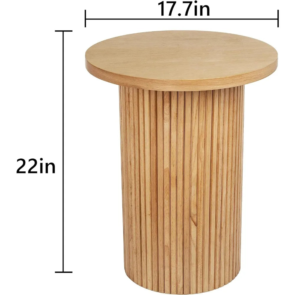 Solid Wood End Table Round 18'' D, Fully Assembled