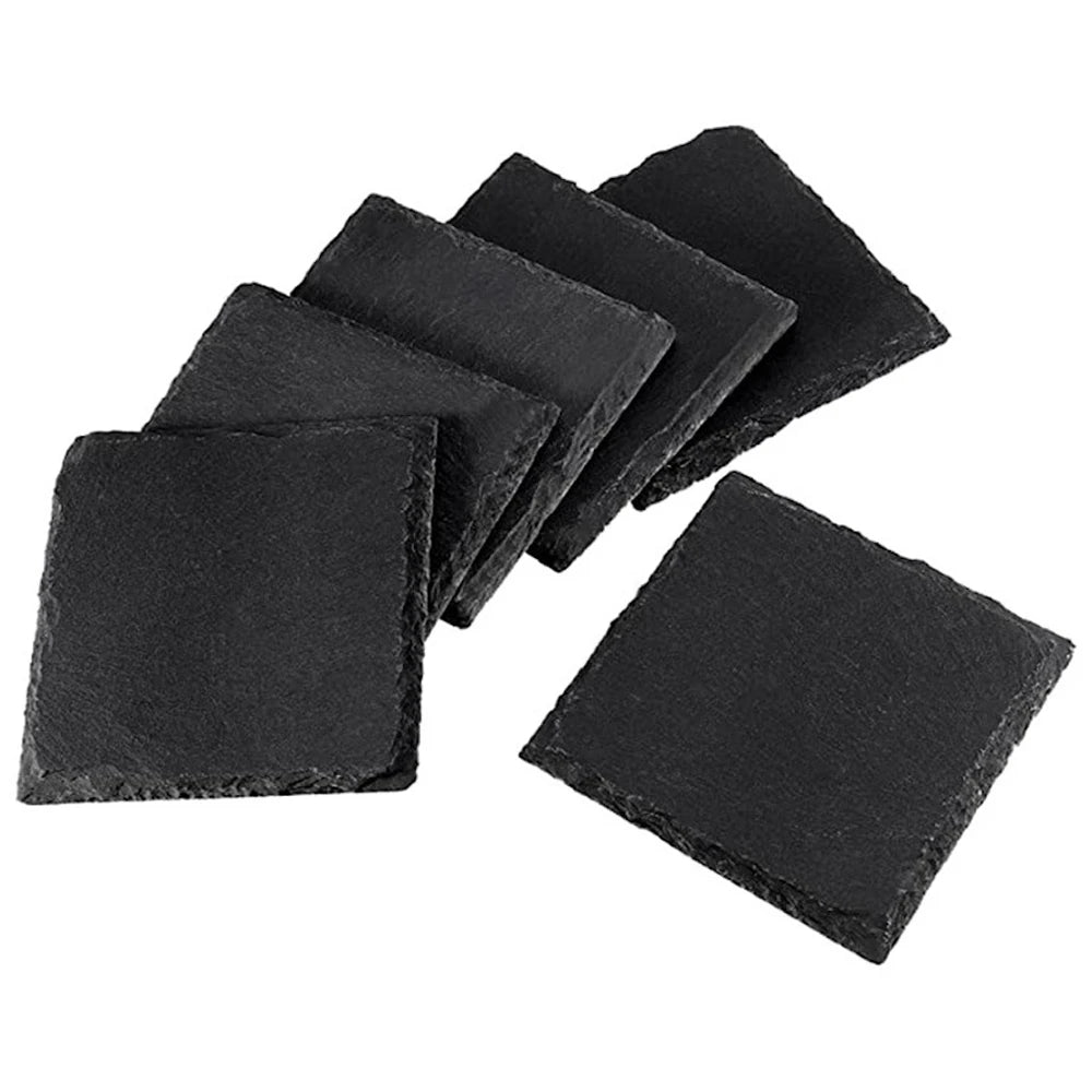 8pcs Engraving Blank Square Slate Stone Coasters (4in)